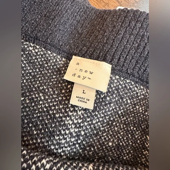 Women's Mini Sweater Skirt - A New Day Navy & White Windowpane L - Picture 5 of 7